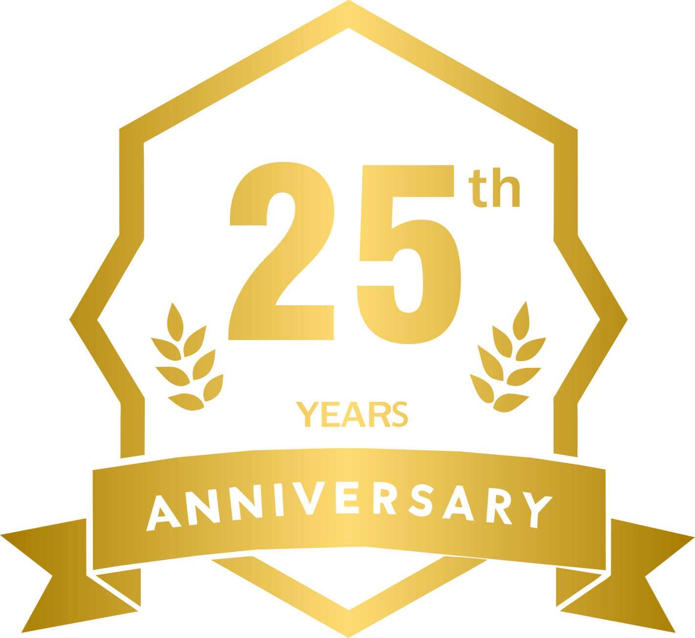 Golden 25 Years Anniversary Label Design